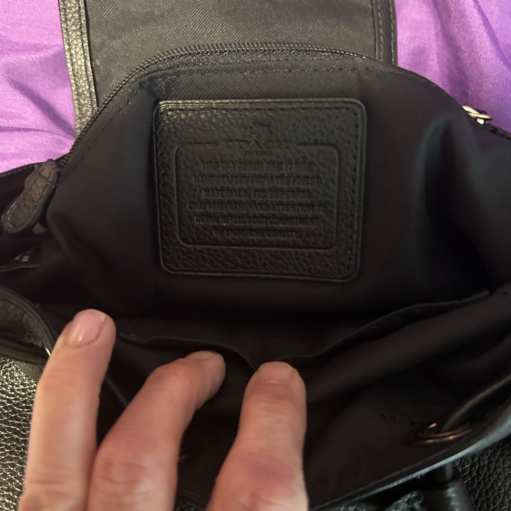 Coach Mini Turnlock Rucksack Backpack in Black Pebble Leather - Picture 5 of 14